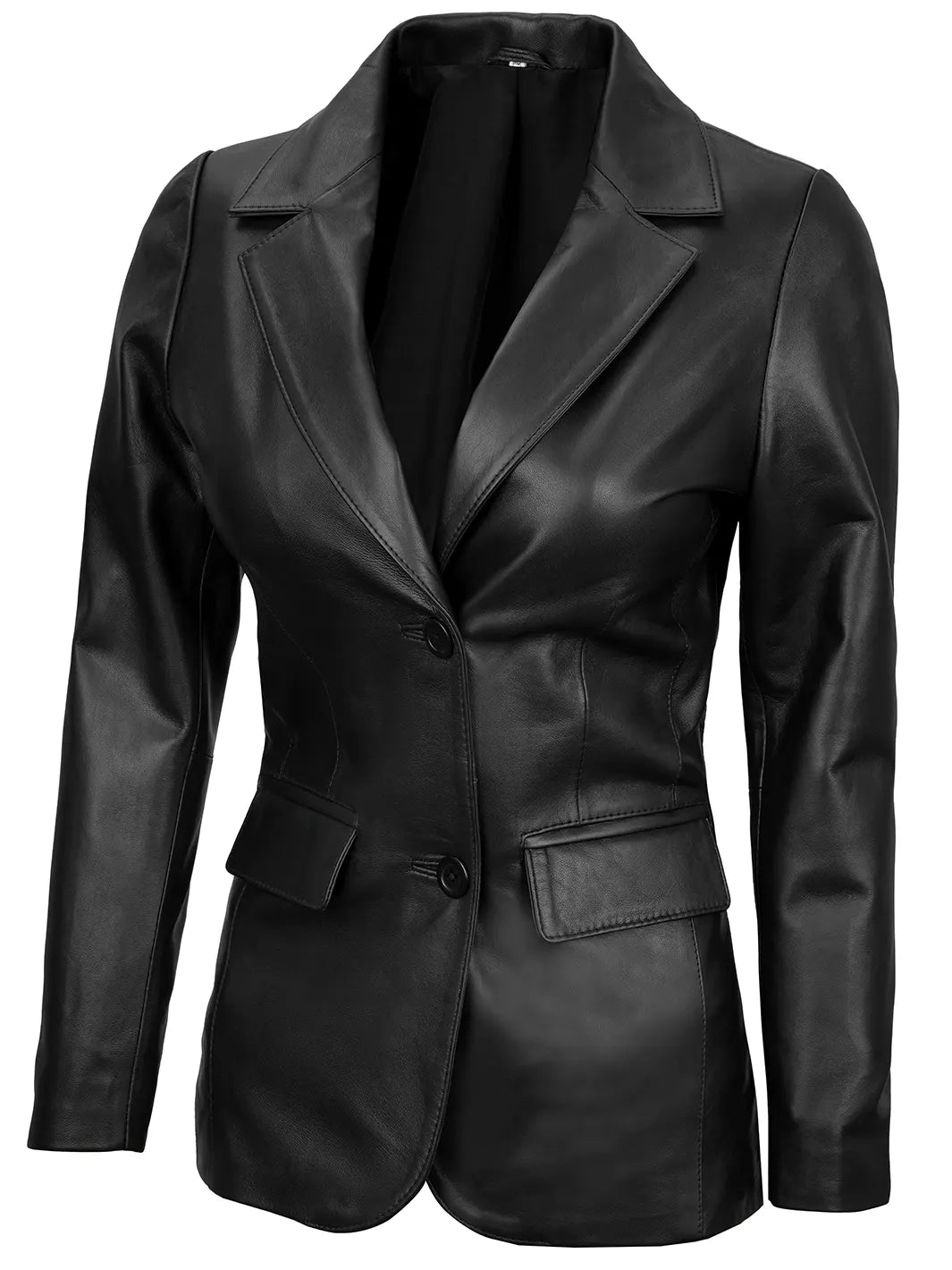 Blazer en cuir noir pour femme