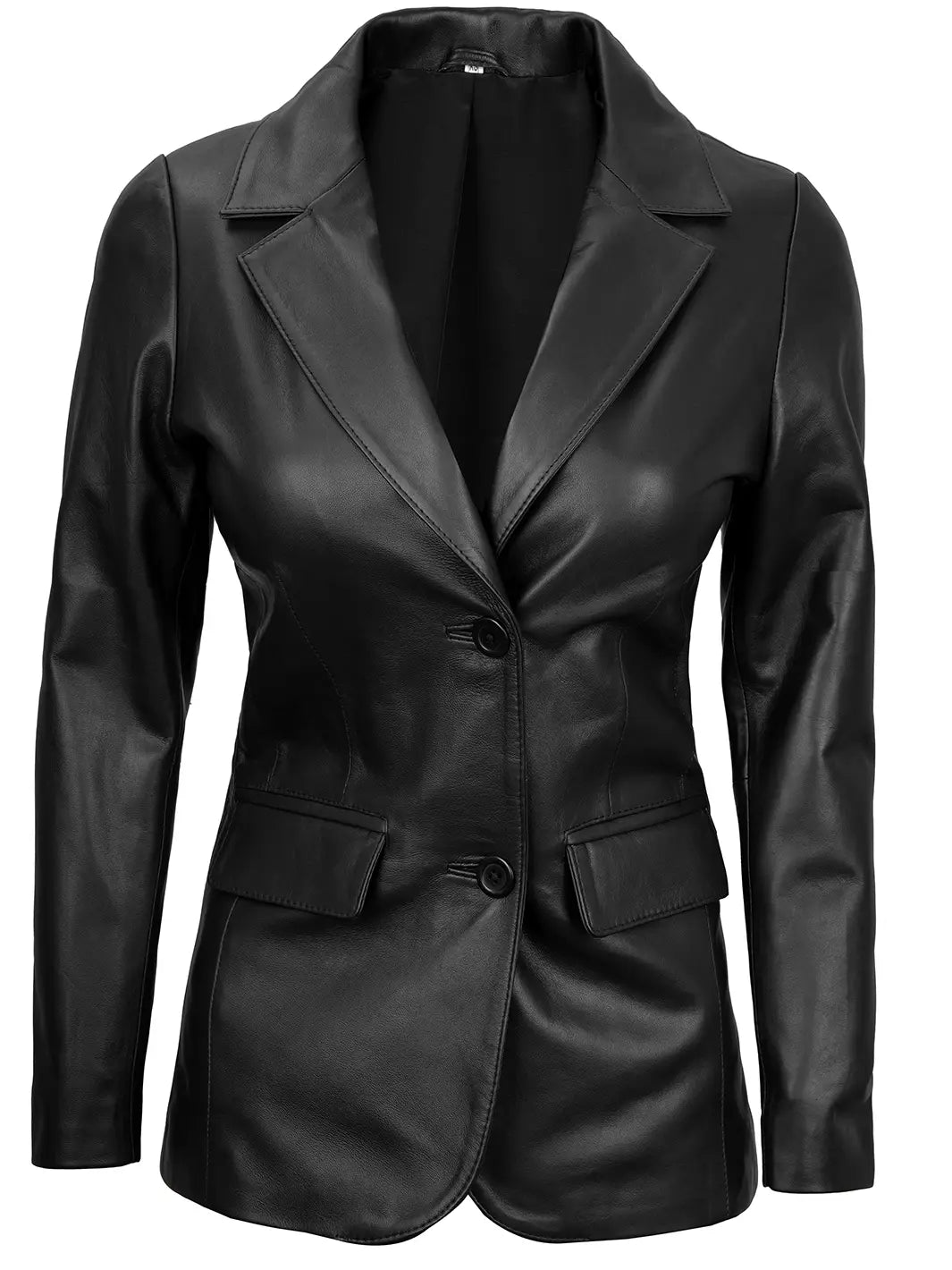 Blazer en cuir noir femme