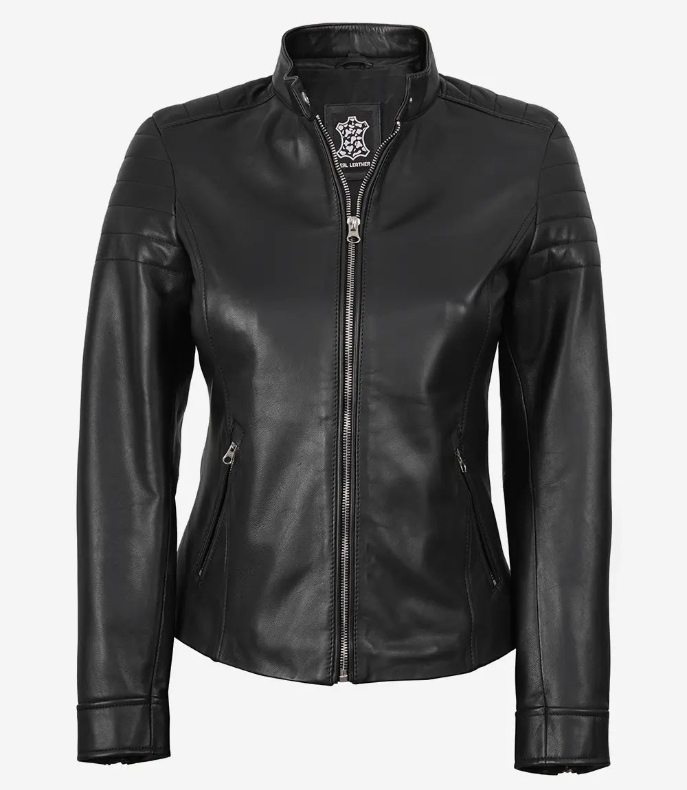 Noire Blouson En Cuir Femme