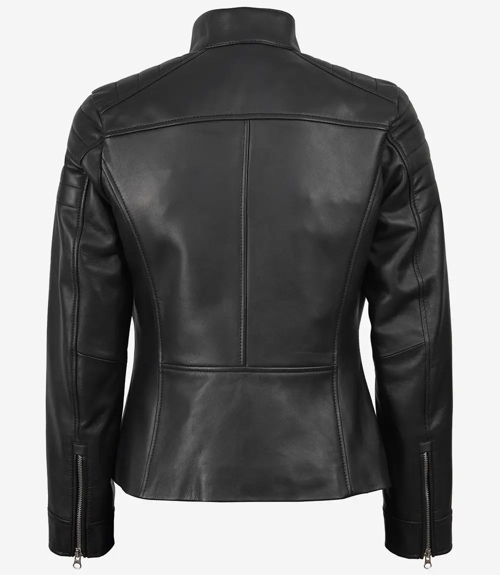 Noire Blouson En Cuir Femme