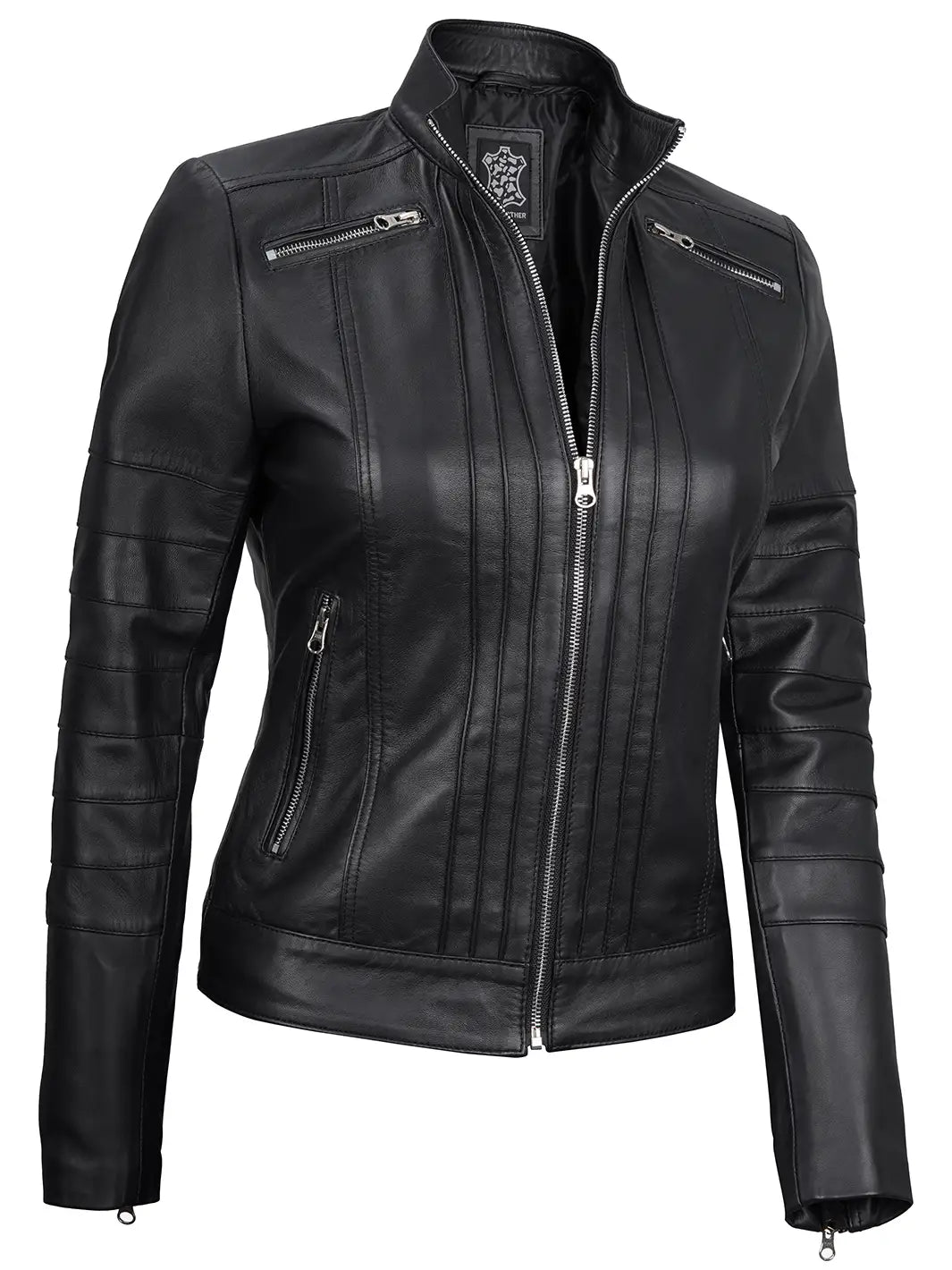 Blouson cuir noir femme Cafe racer