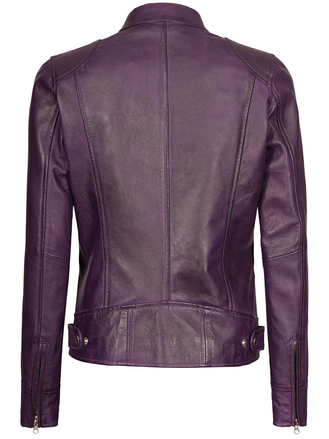 veste en cuir violet femme