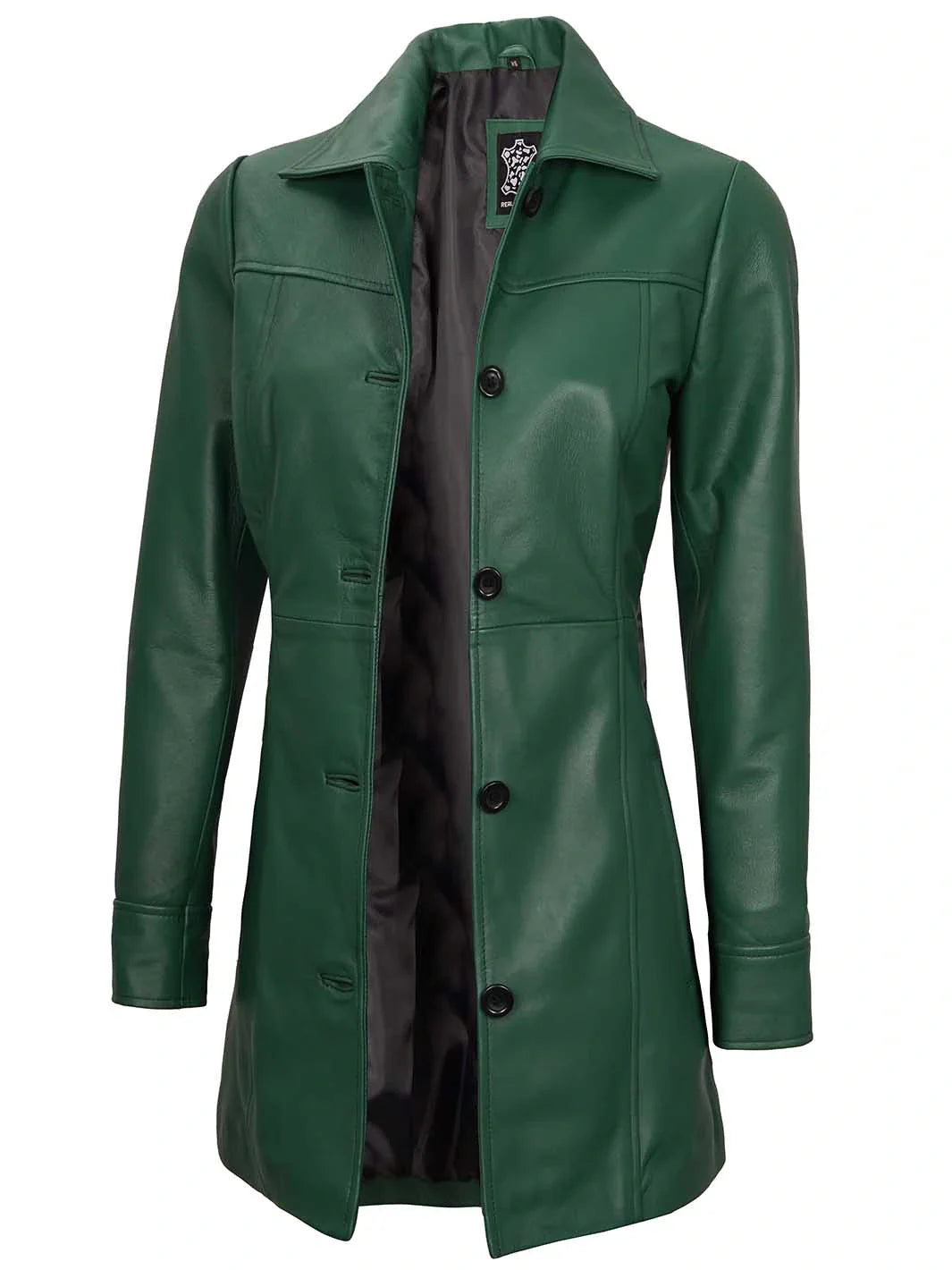 Manteau veste en cuir vert