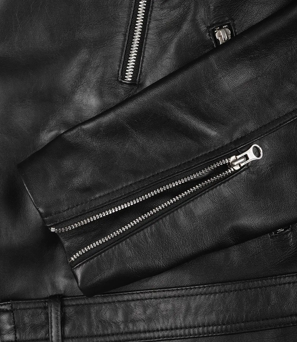 Homme Biker Veste en Cuir