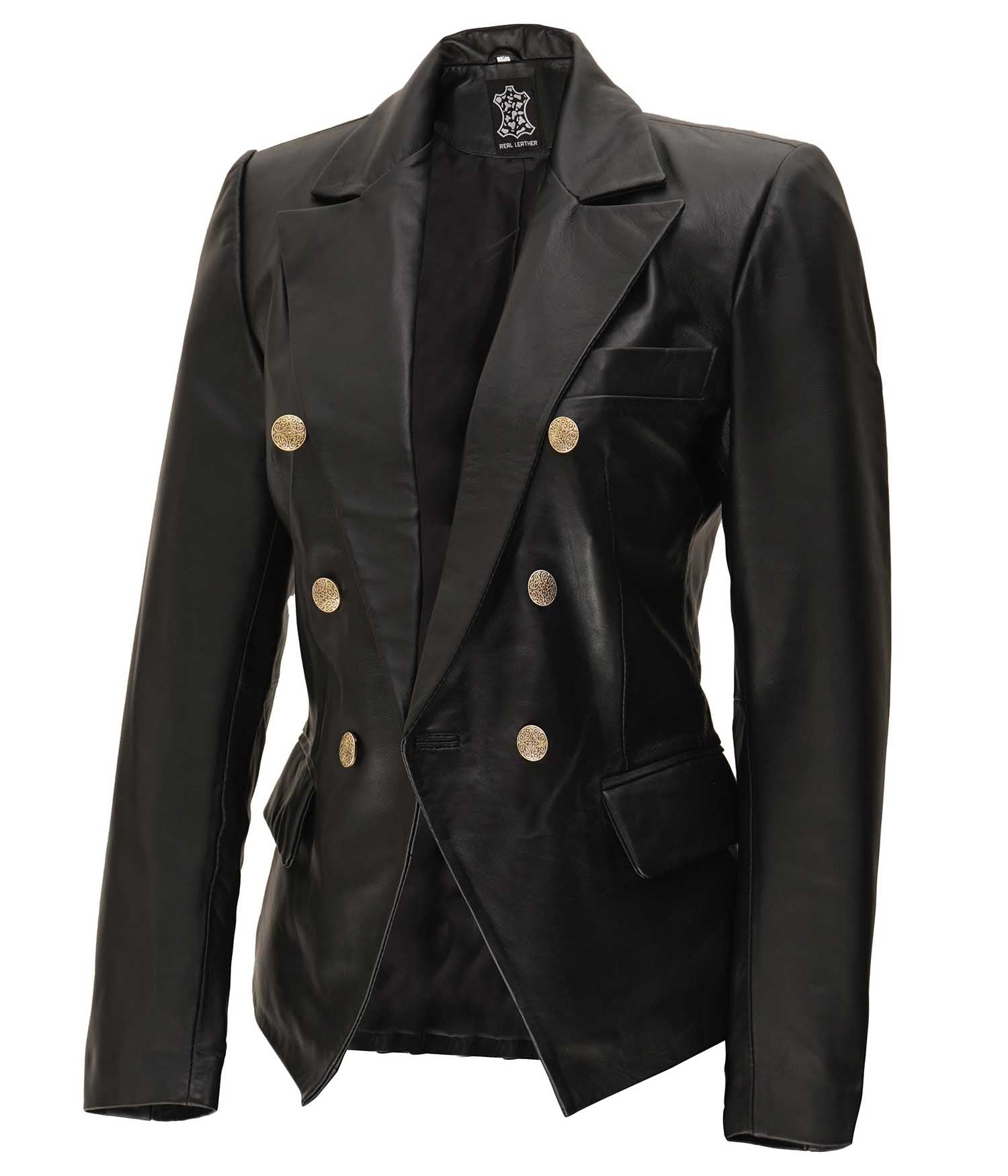 Kim Kardashian Veste noire à double boutonnage