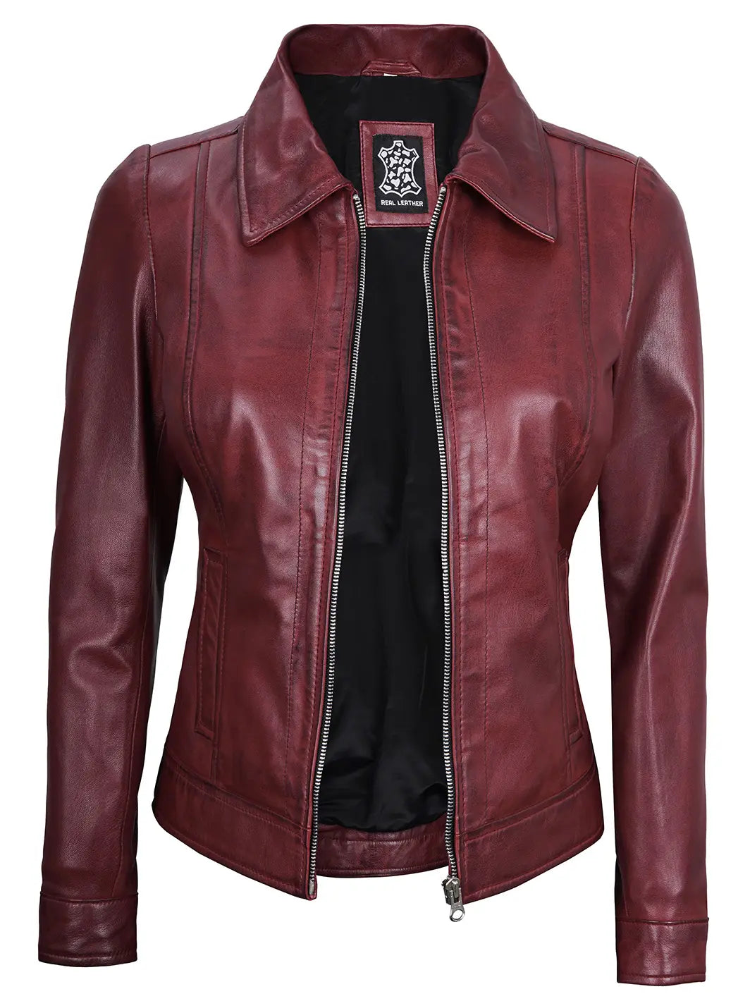 Veste en cuir marron