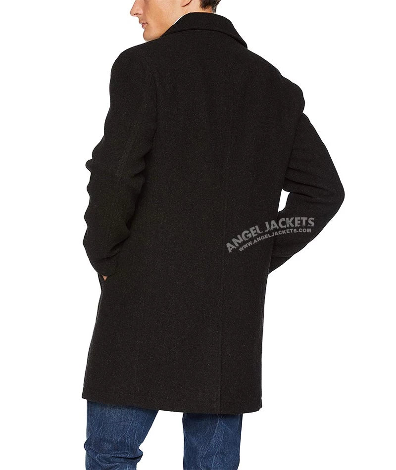 manteau en laine noire pour homme