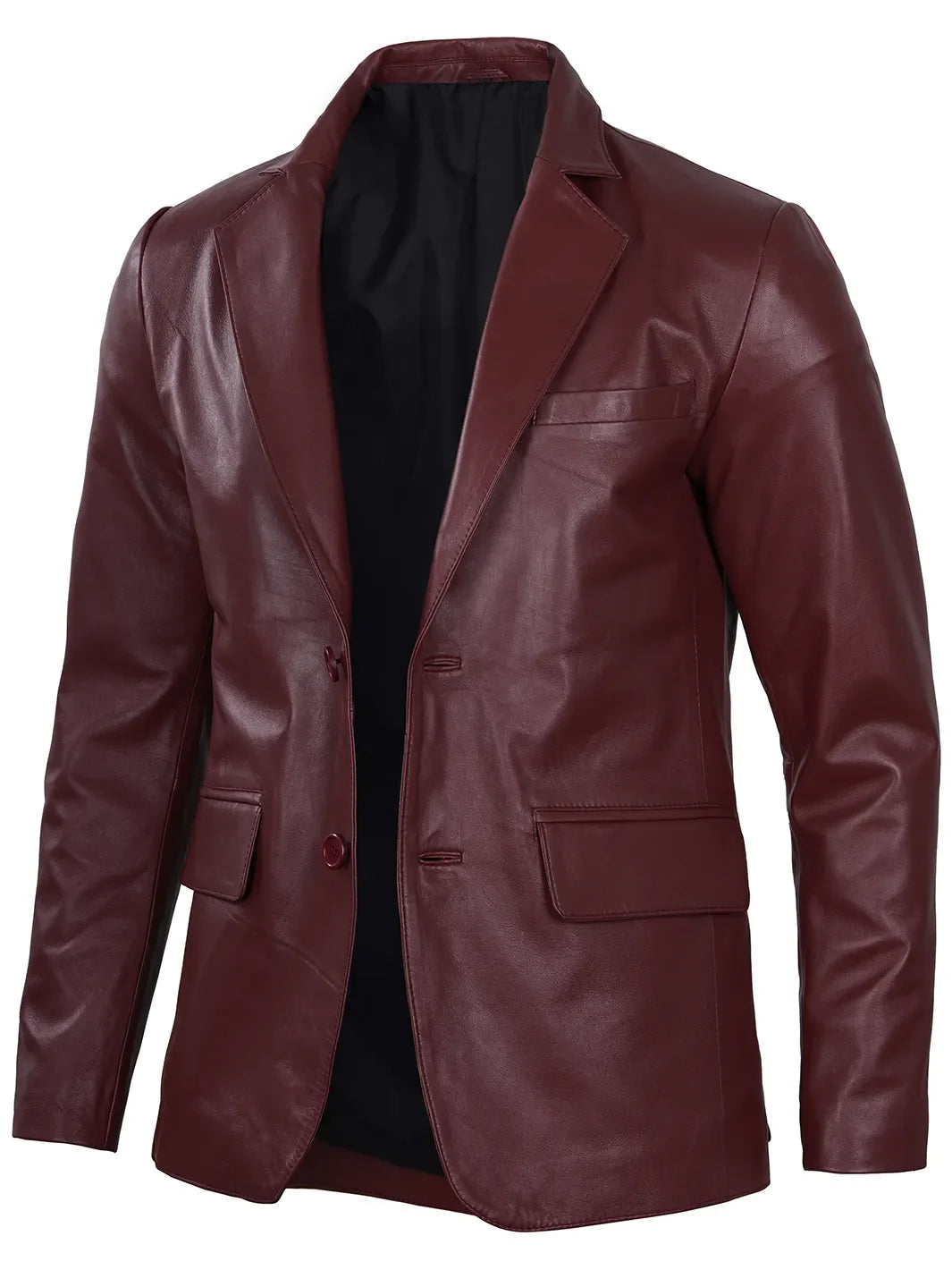 Blazer en cuir marron pour hommes