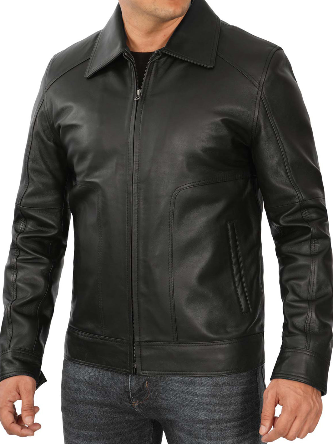 Blouson En Cuir Motard Noir Pour Homme