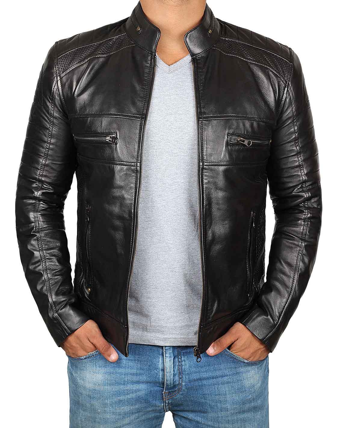 veste en cuir café racer