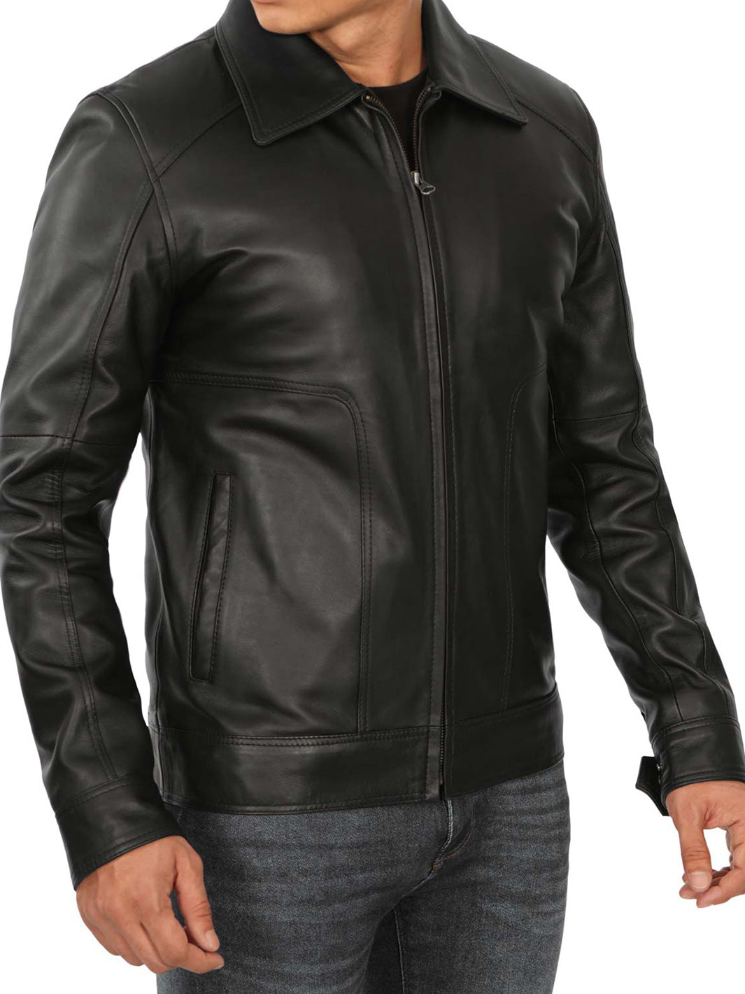 Vestes en cuir noir pour hommes