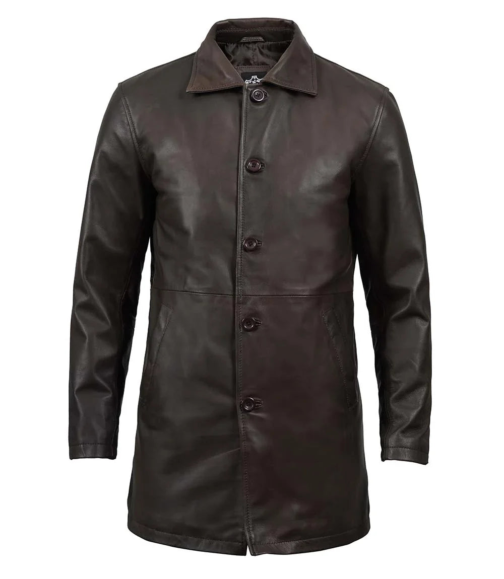 Veste en cuir marron Ruboff pour homme