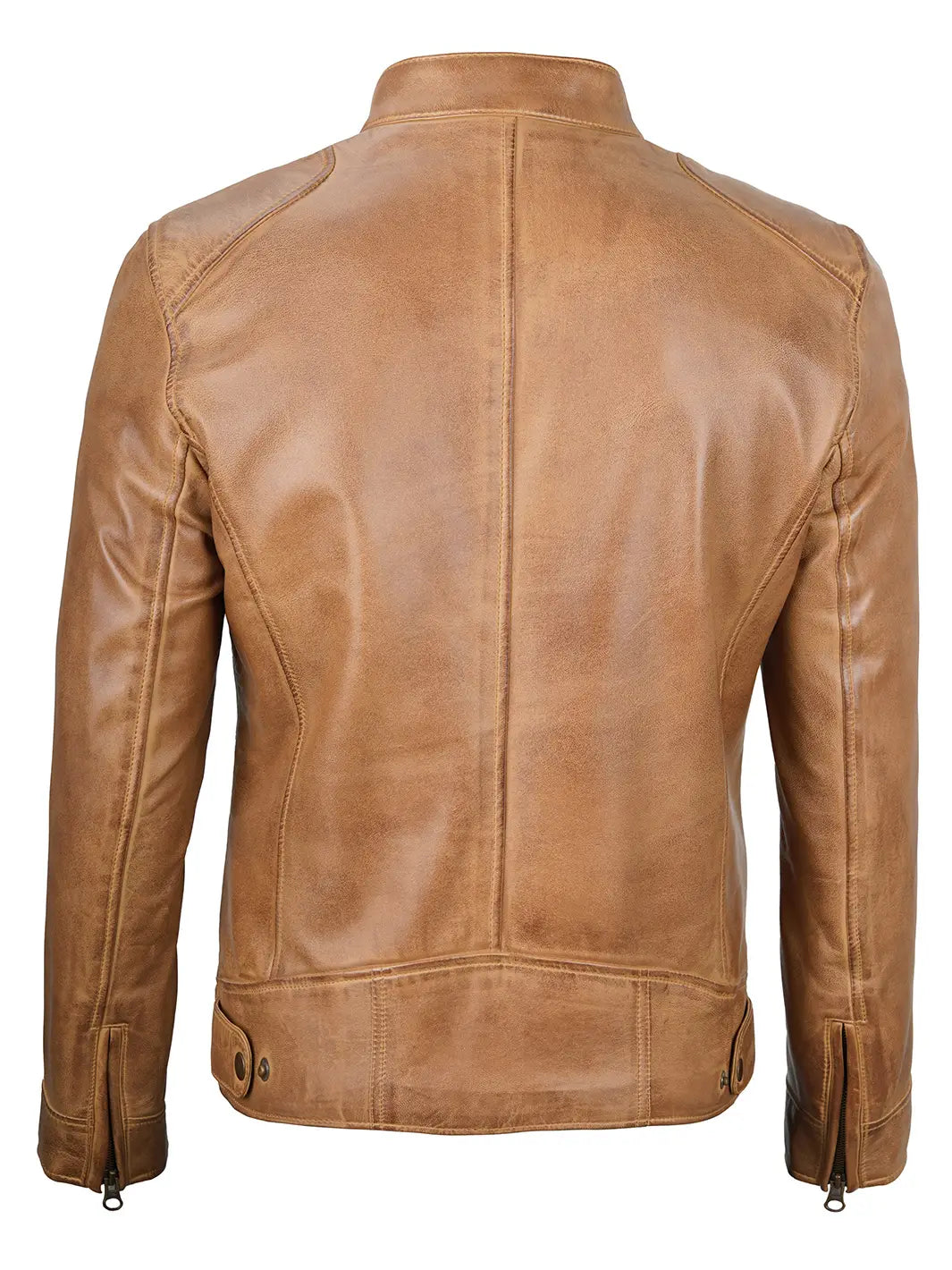 Veste en cuir marron camel pour homme