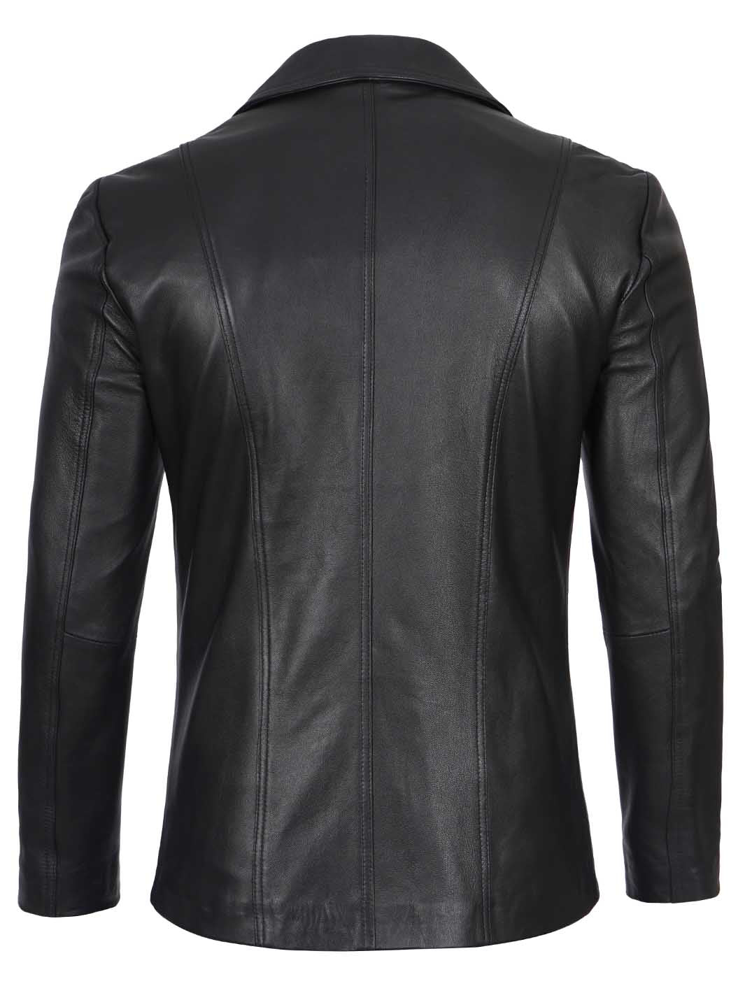 Manteau blazer en cuir noir Surrey