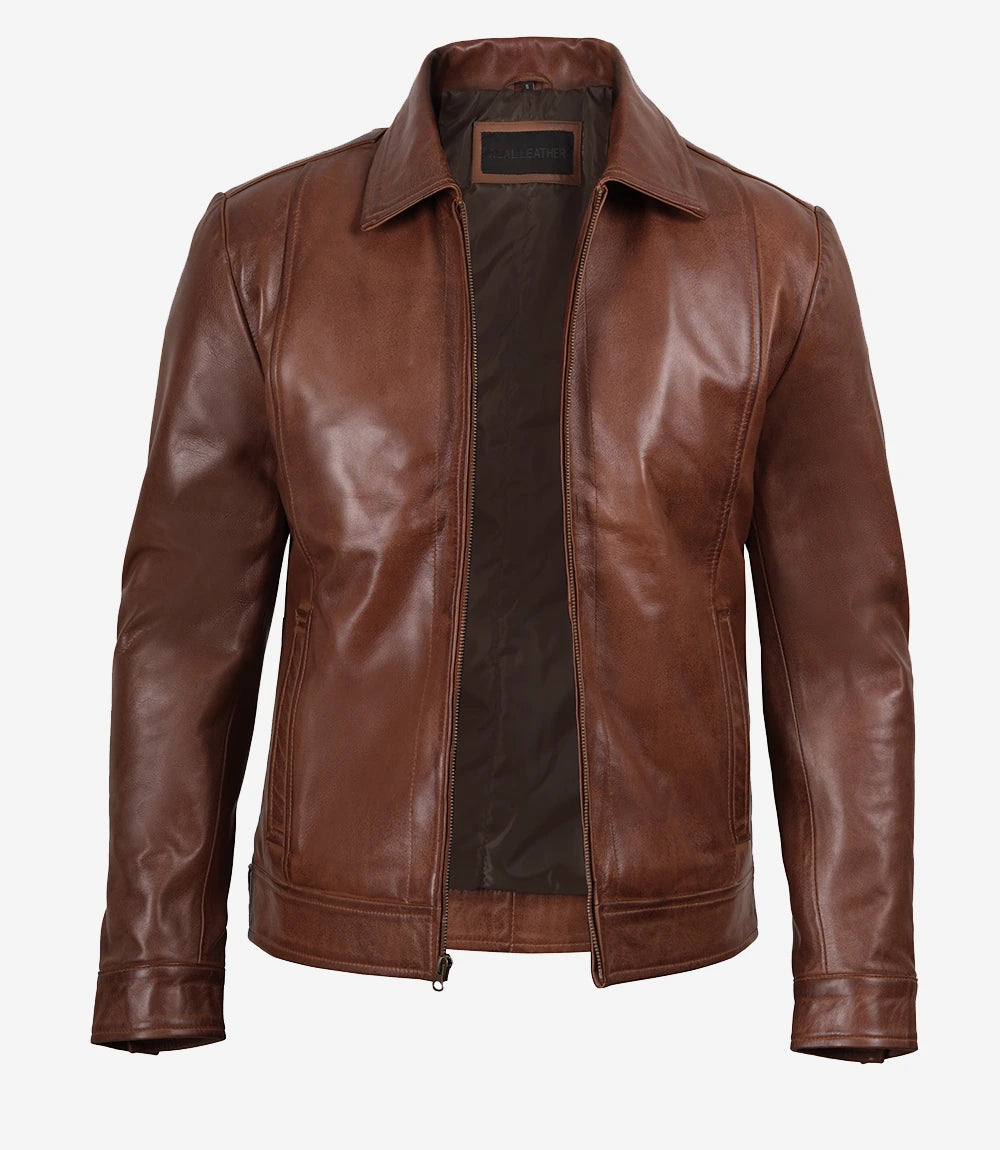 Veste en cuir pour hommes grande taille