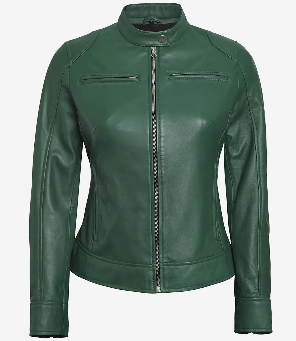Veste en cuir café racer femme