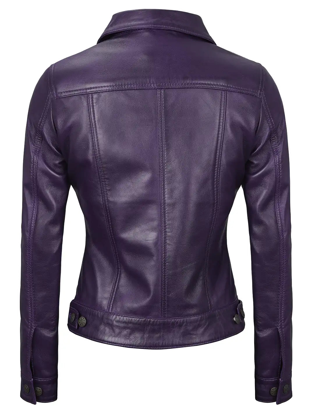 Blouson camionneur en cuir pour femme