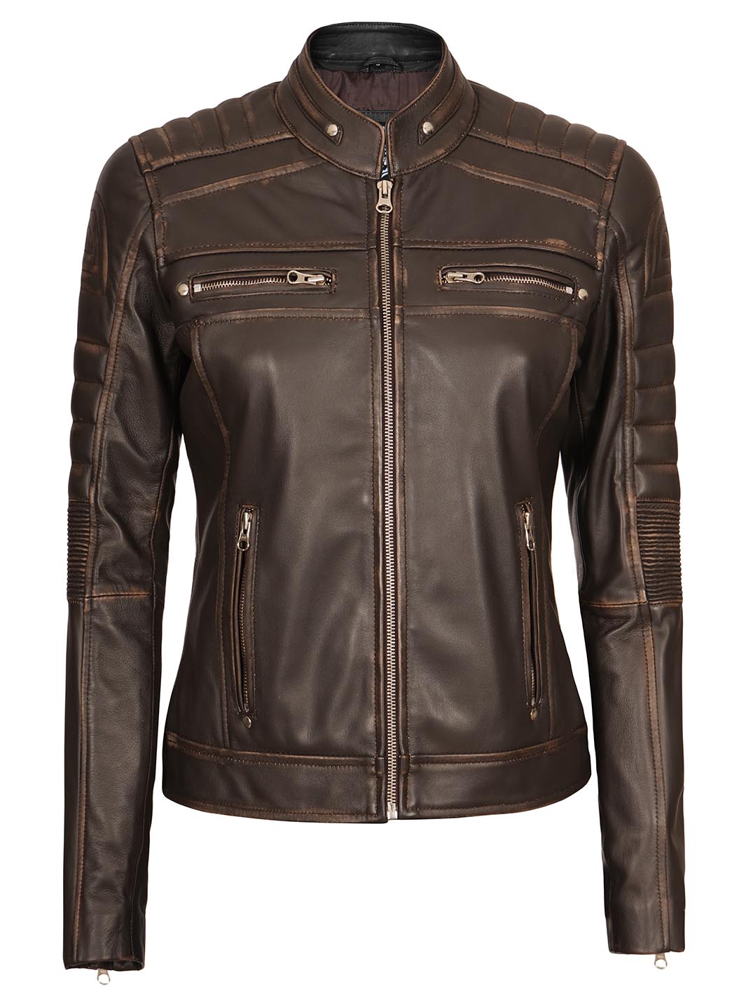 Veste en cuir vintage pour femme