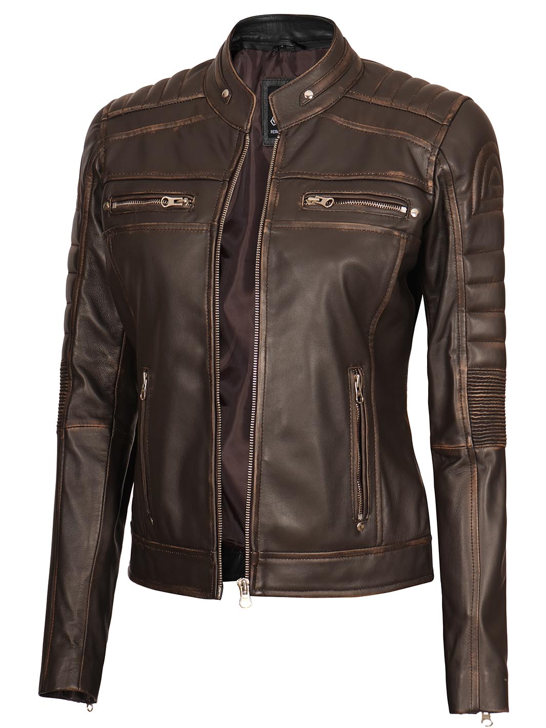 Veste en cuir Cafe Racer vintage