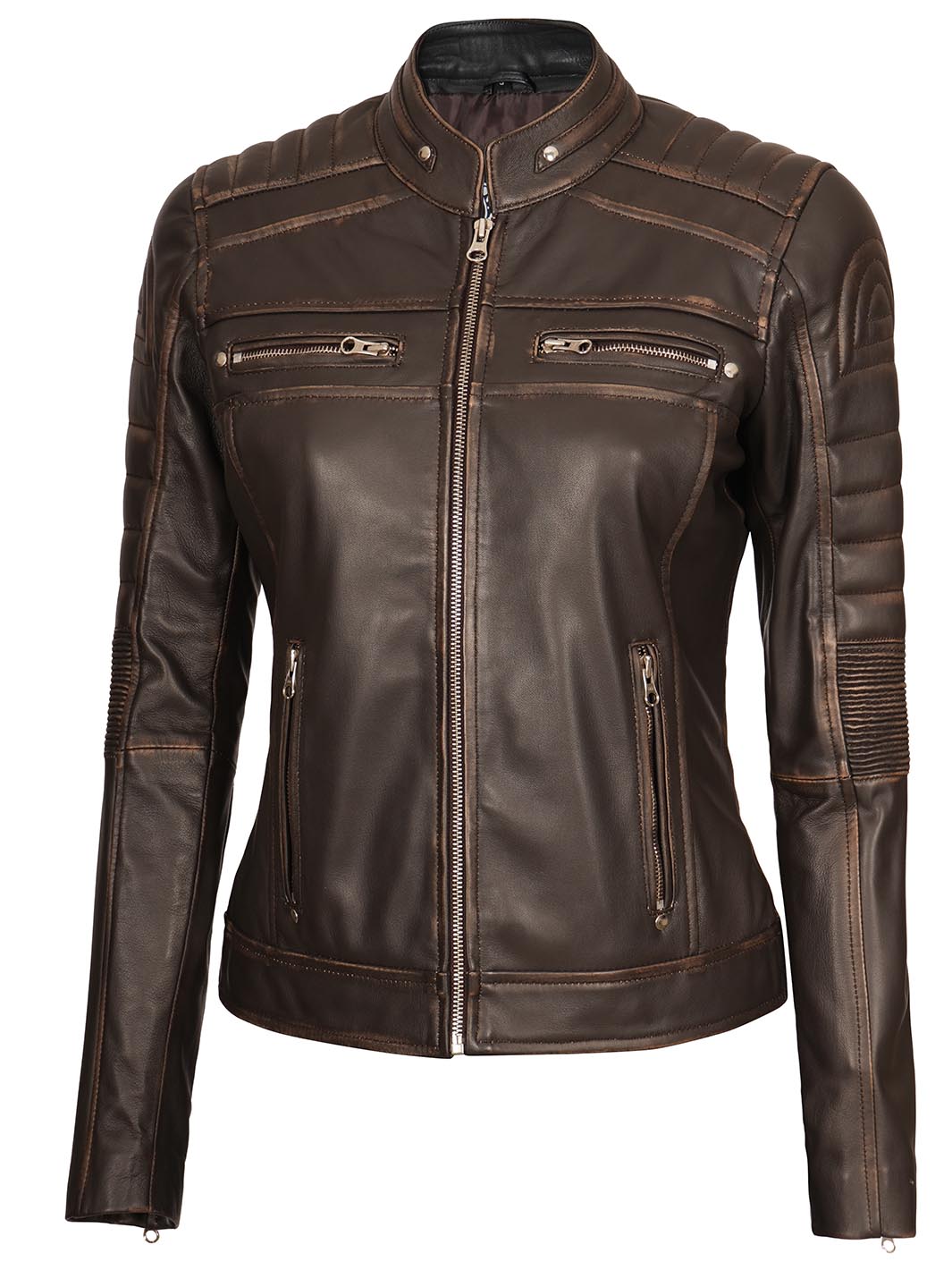 Veste en cuir de motard pour femme