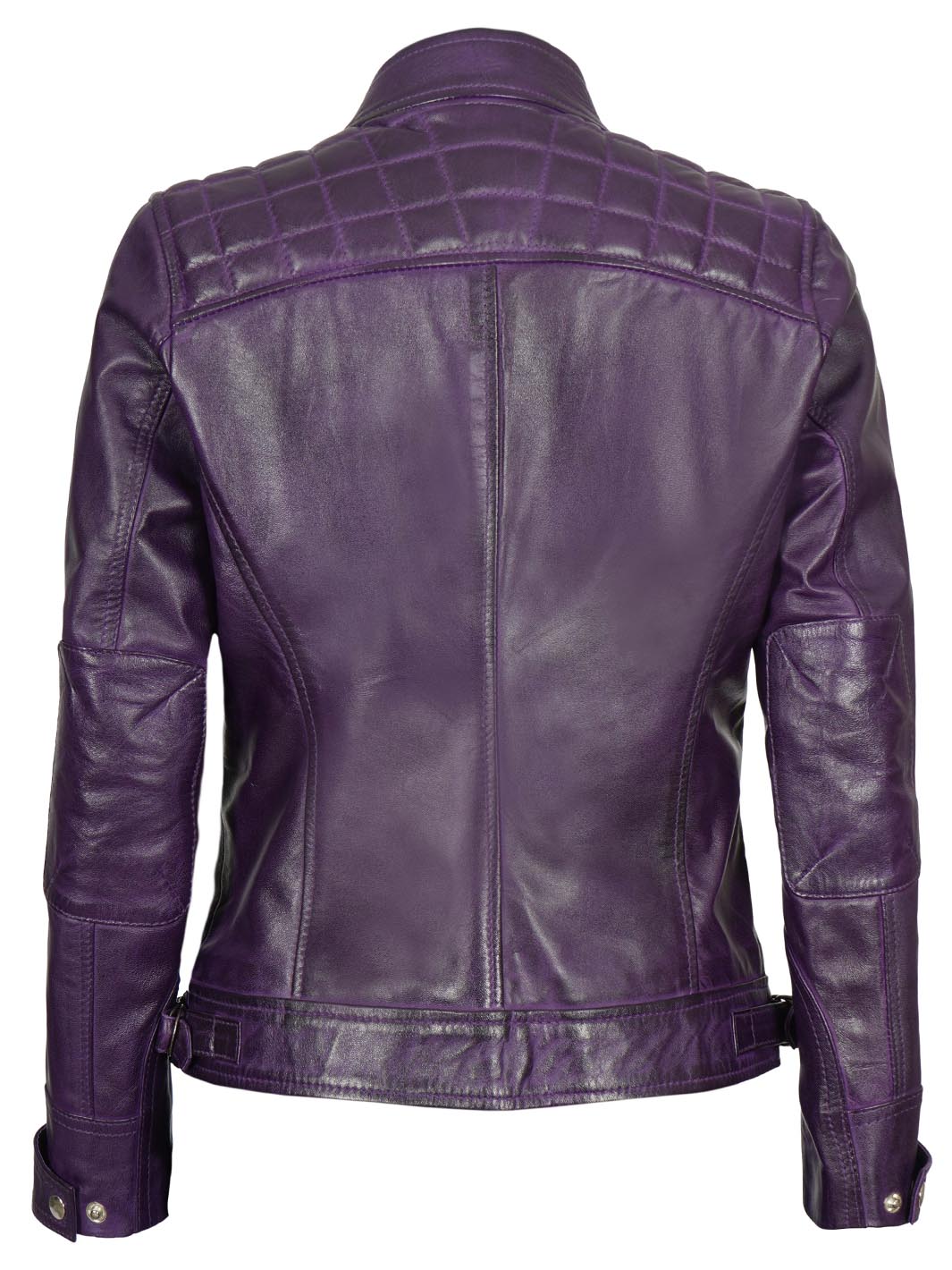 veste en cuir violet femme
