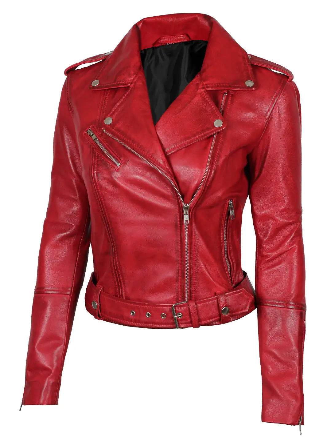 Veste motard en cuir pour femme