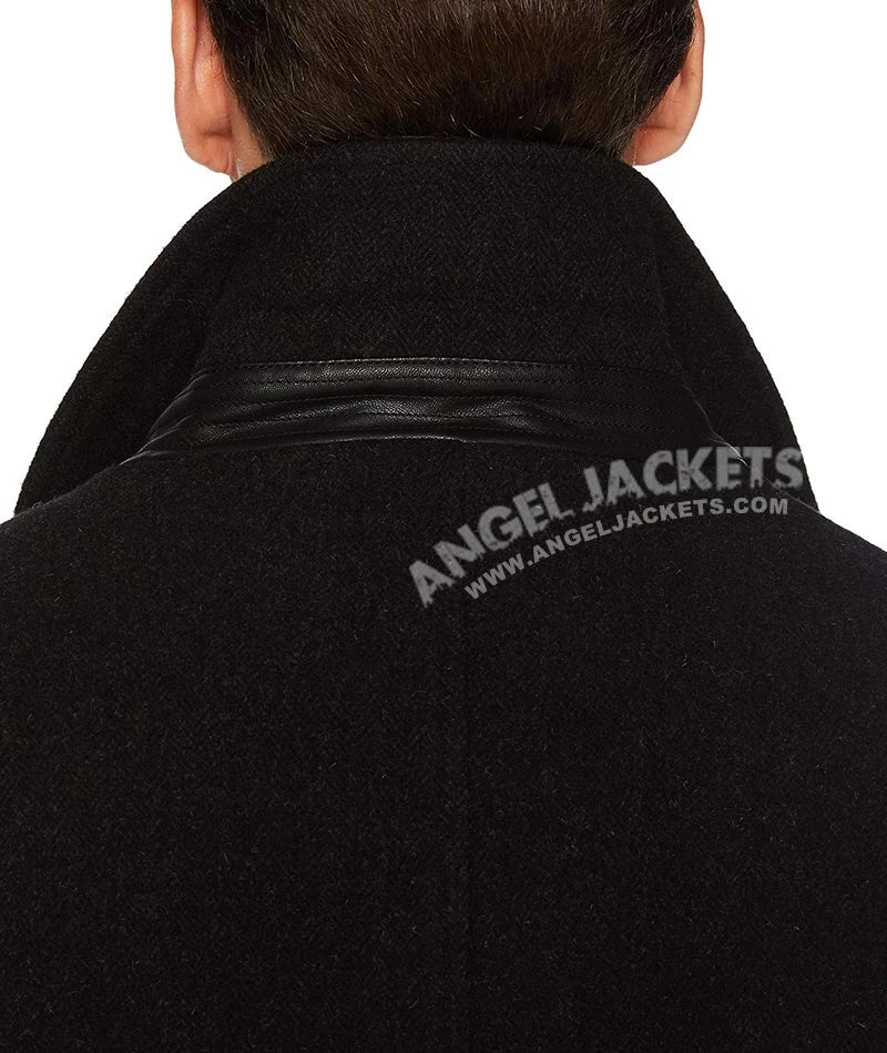 manteau en laine noire pour homme