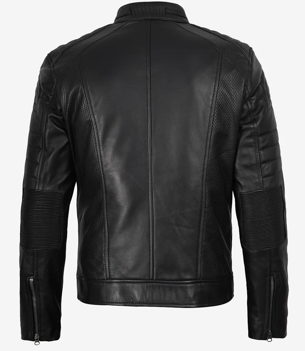 Veste en cuir noire homme