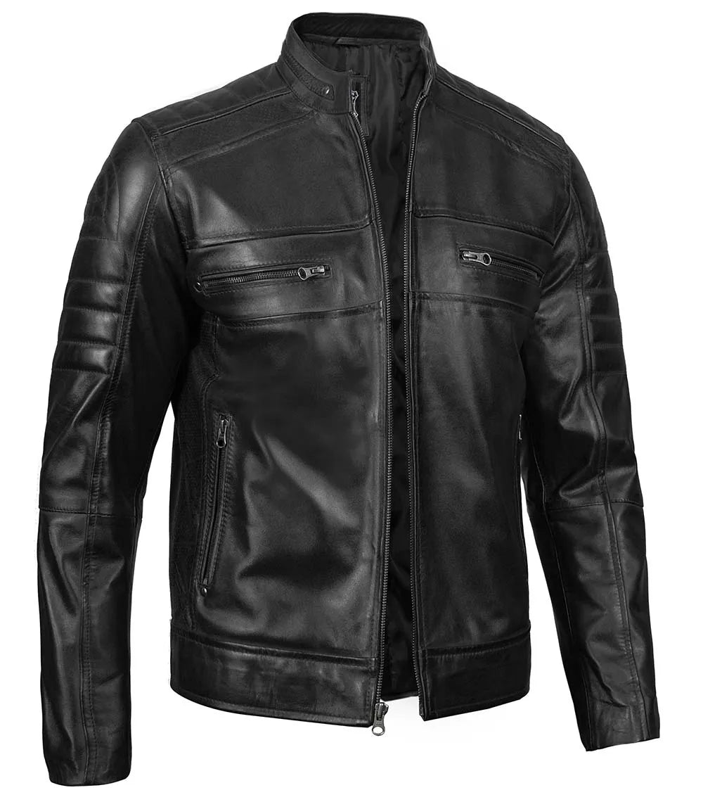 veste café racer noire