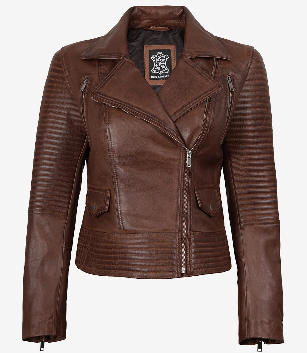 marron veste de motard en cuir