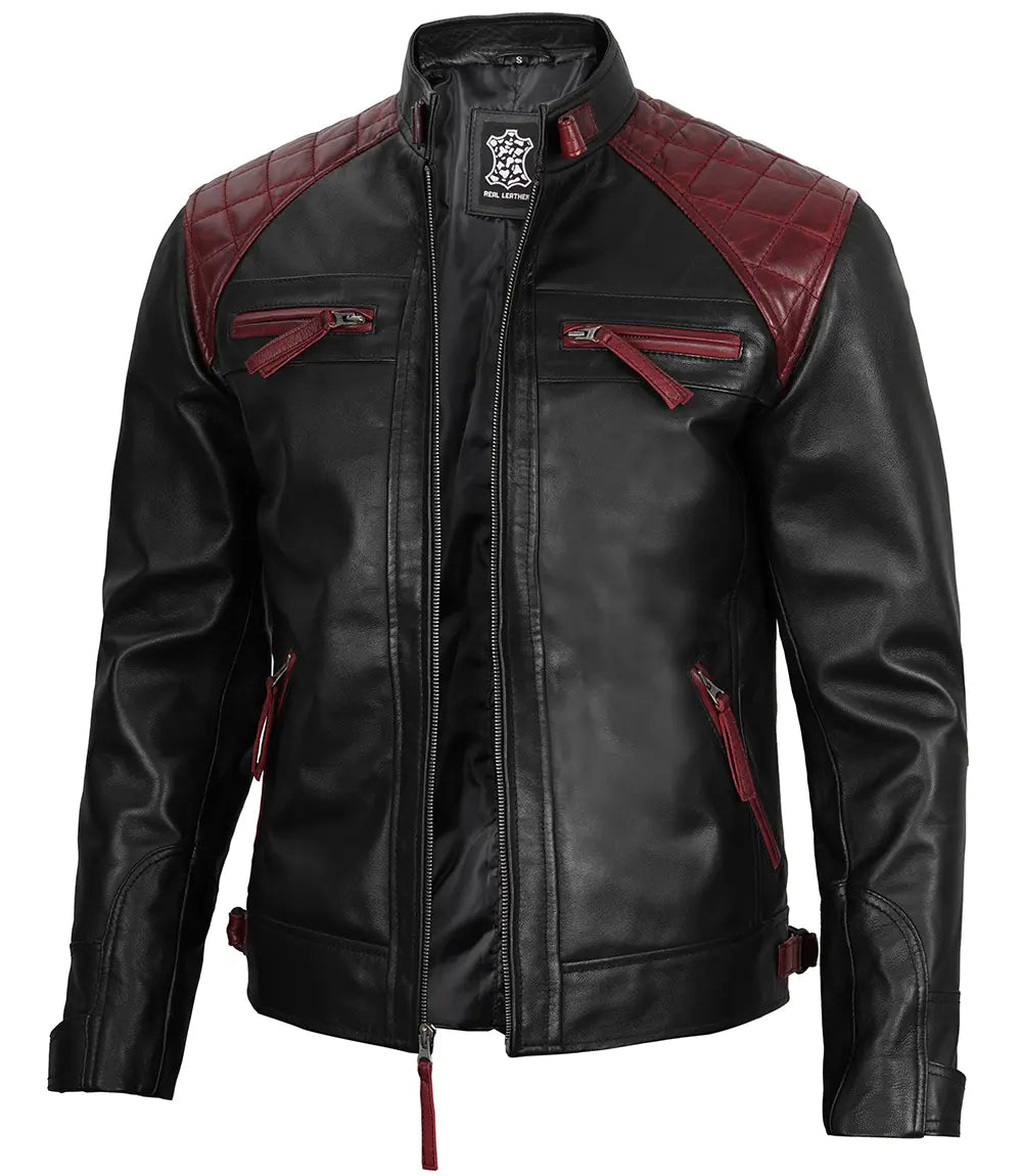 veste en cuir café racer homme