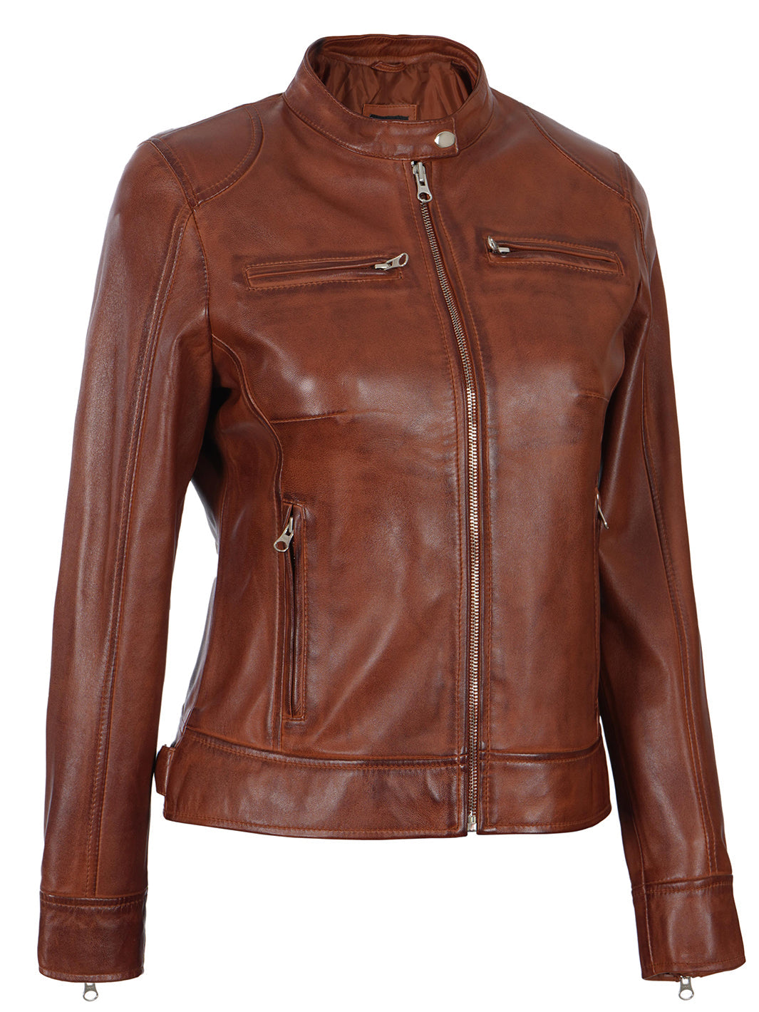 veste en cuir motard femme