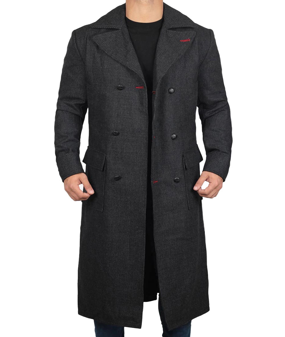 manteau en laine grise pour homme