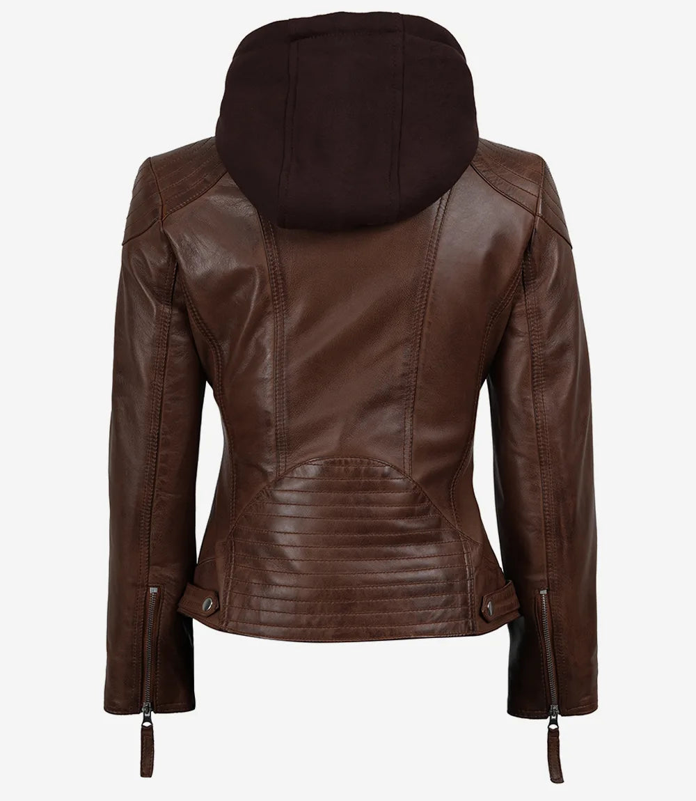 Femmes Cognac Véritable Cuir Veste