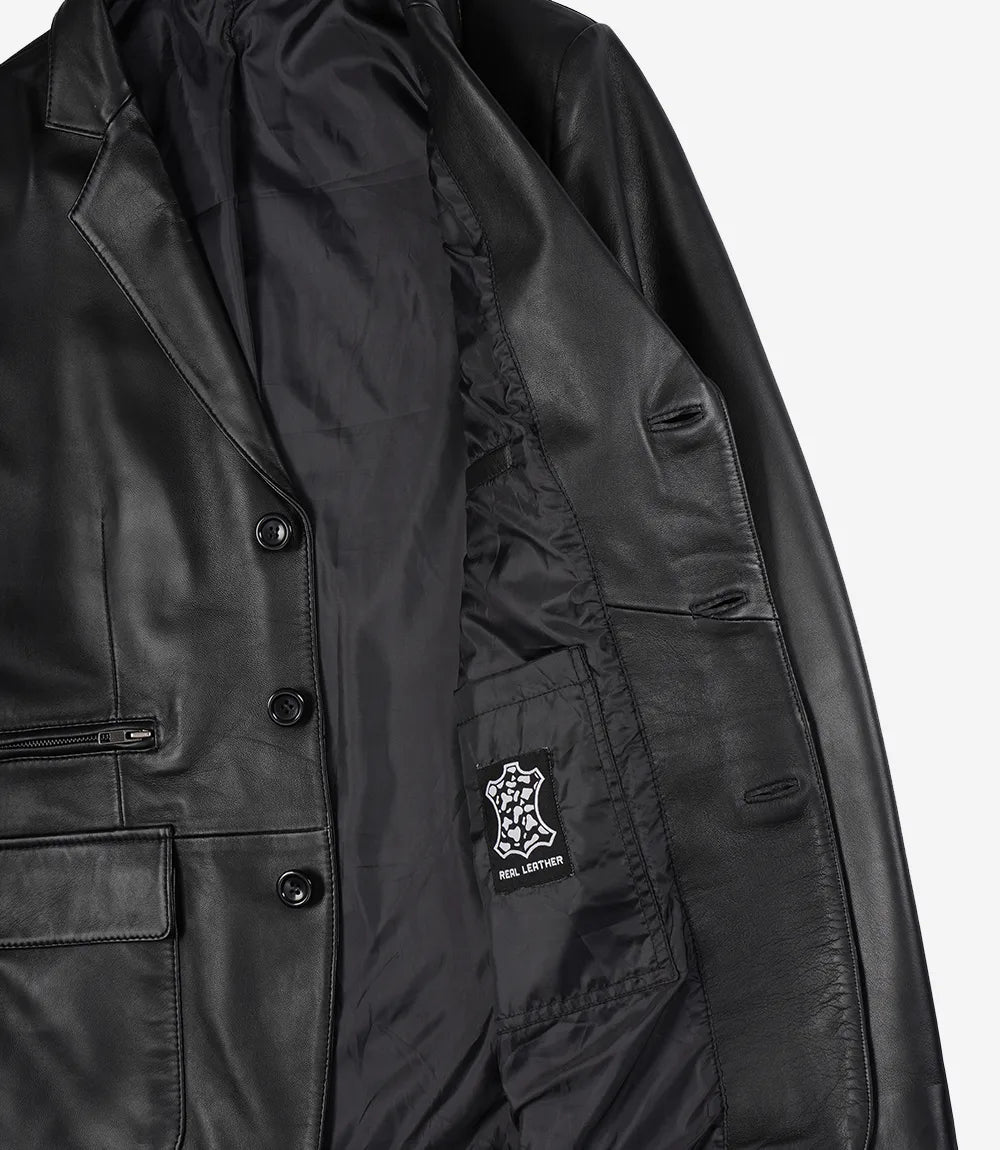 Blazer en cuir noir pour homme