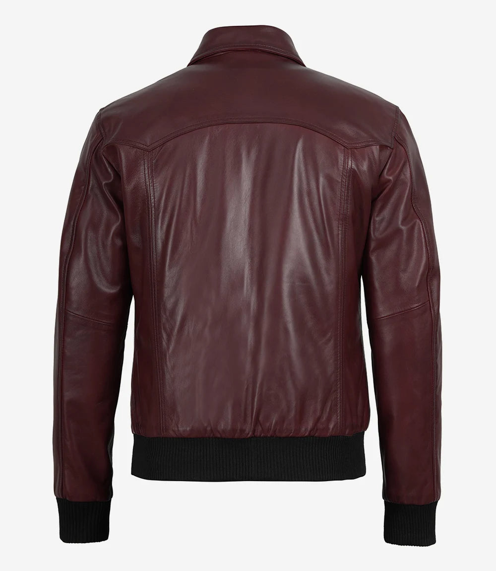 Hommes Bourgogne Cuir Bombardier Veste