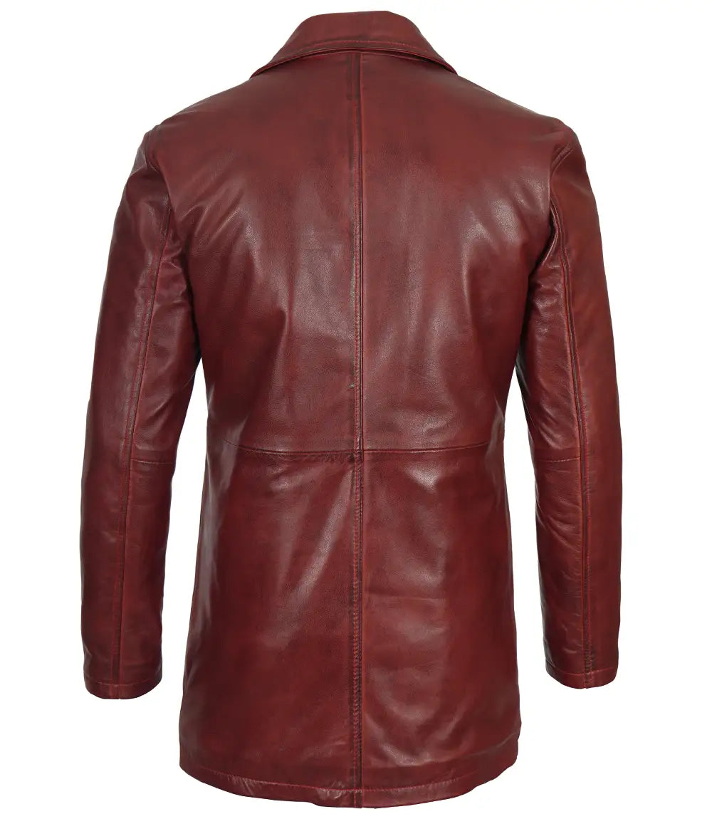 manteau en cuir marron pour homme