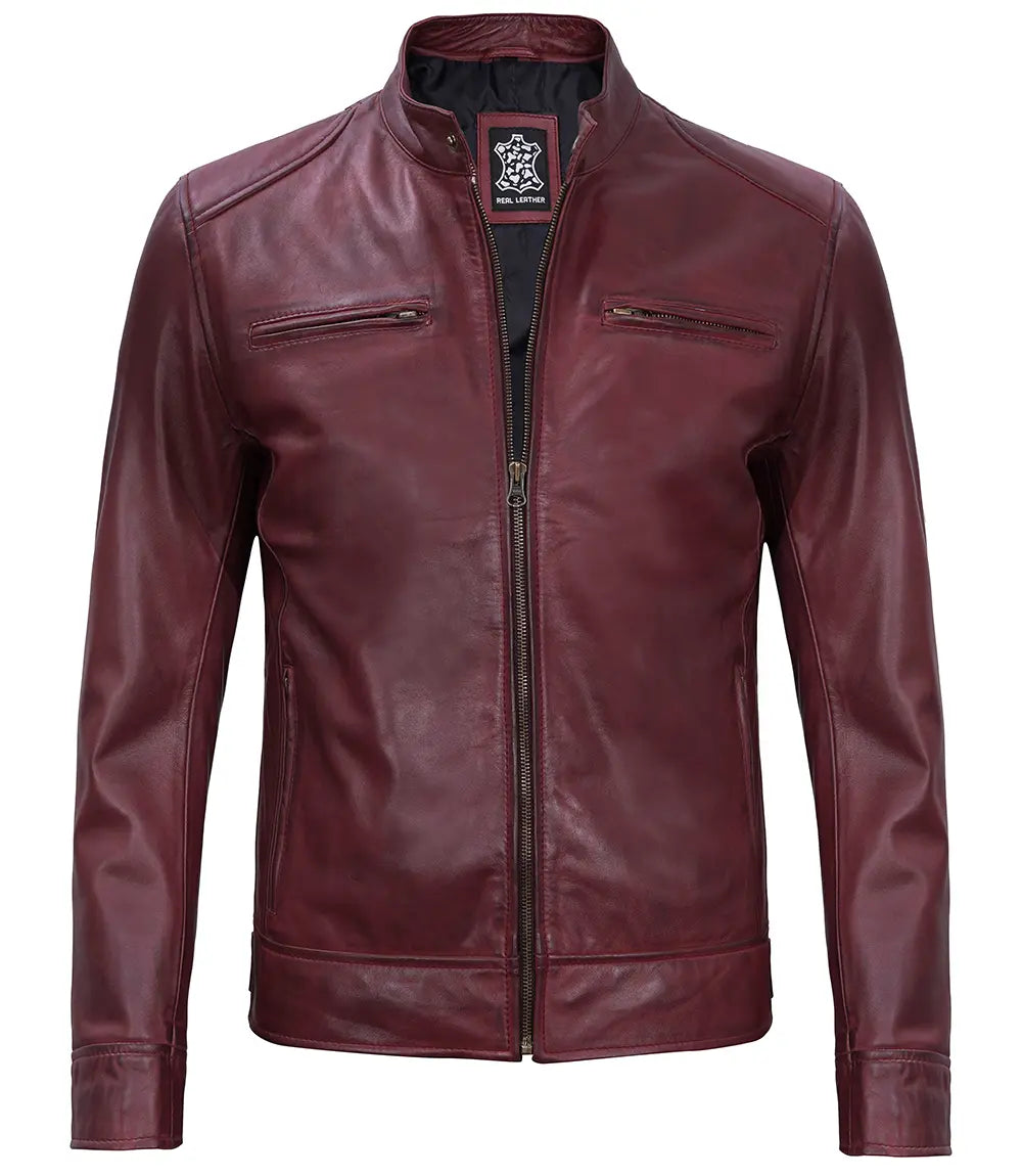 veste en cuir marron homme