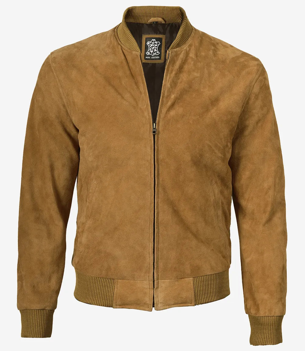 veste en cuir suédé marron pour homme