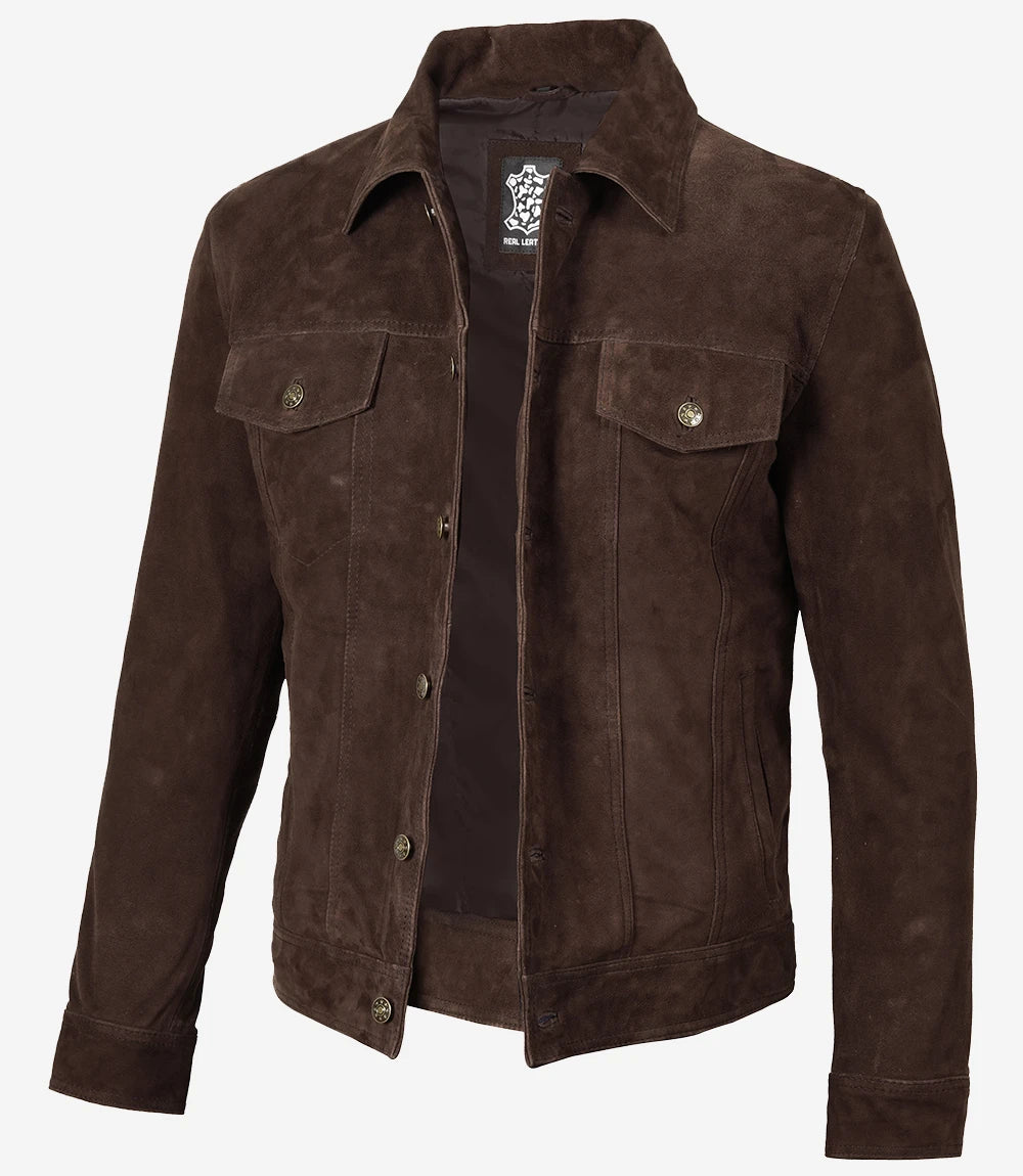 Veste camionneur en daim marron
