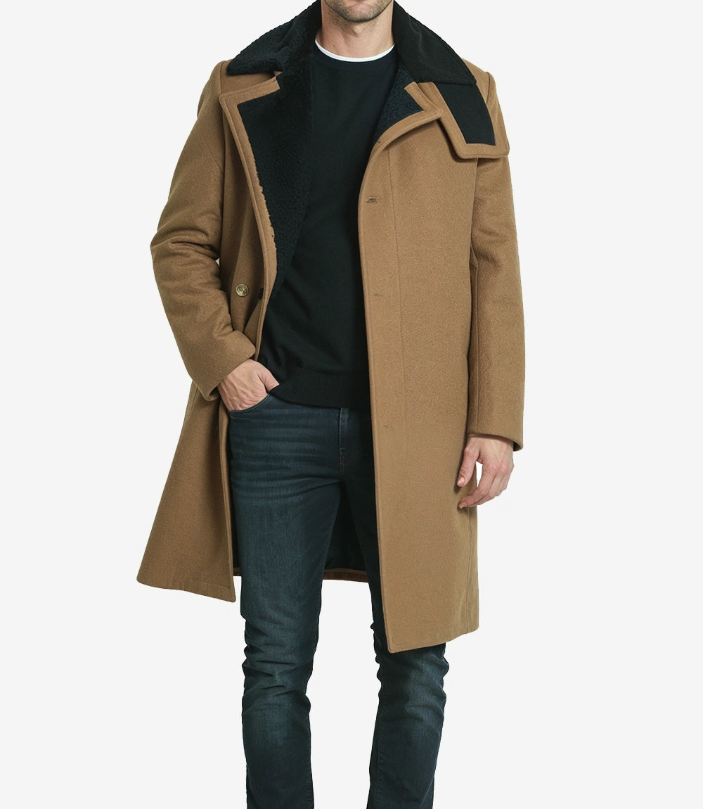 Homme En Laine Mouton Manteau