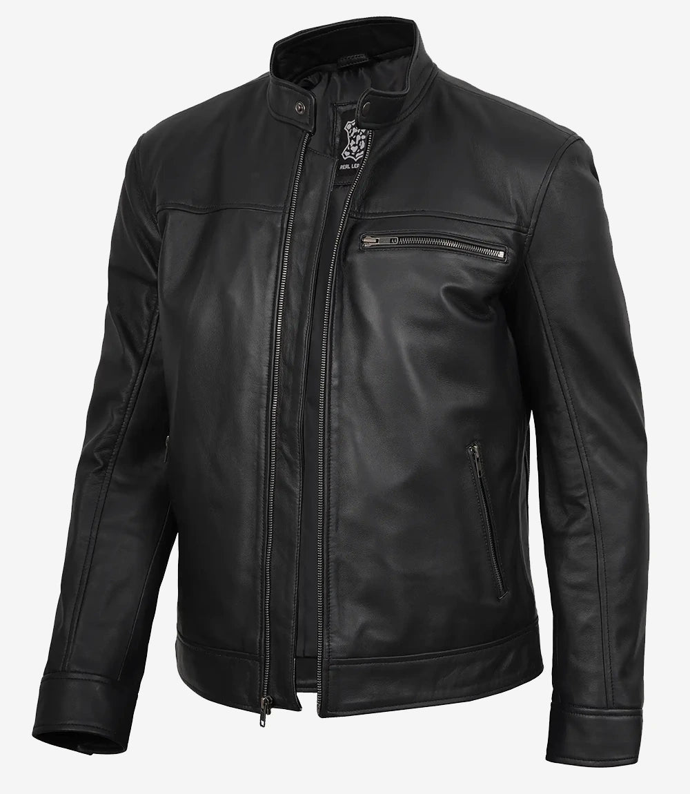 veste en cuir café racer