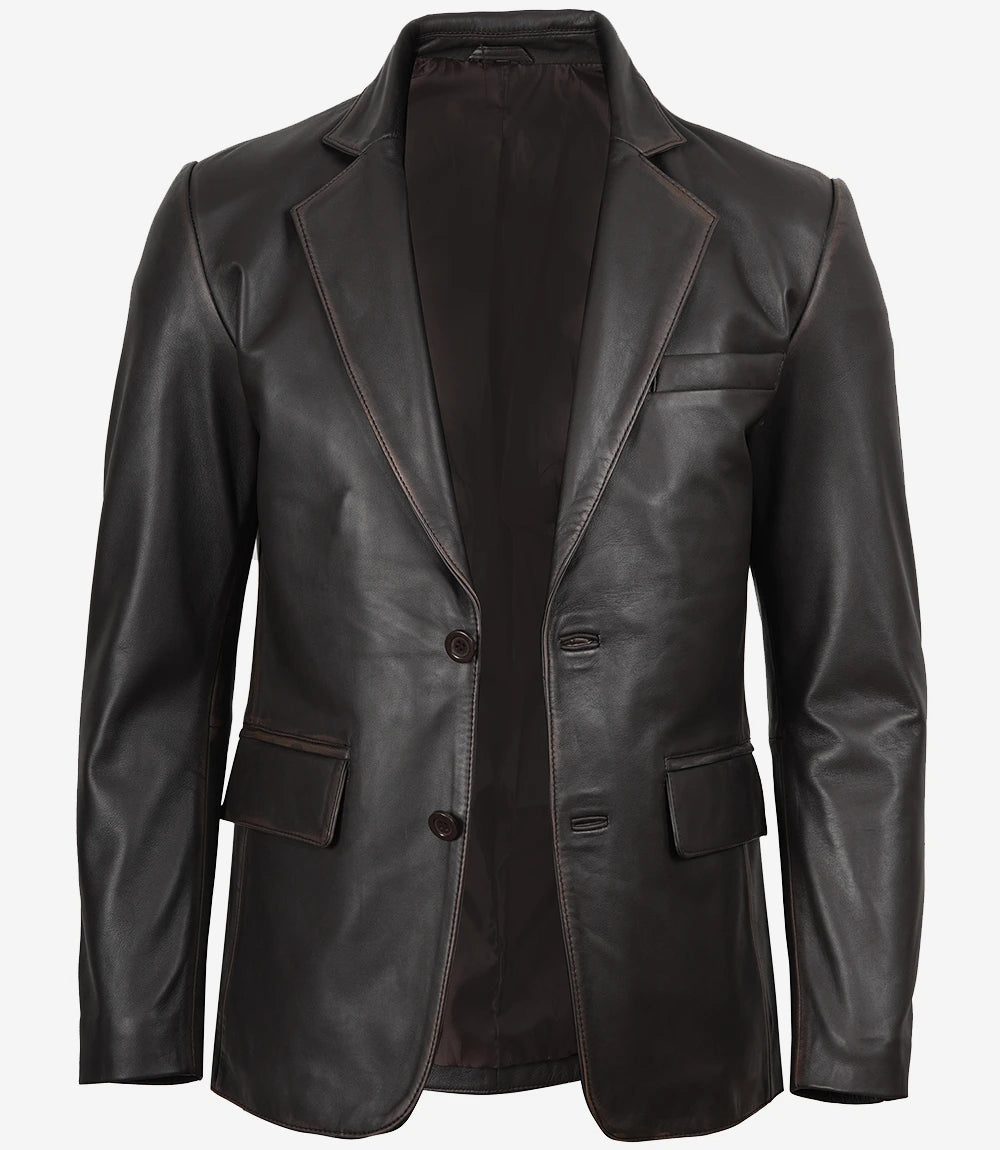 Blazer en cuir pour hommes