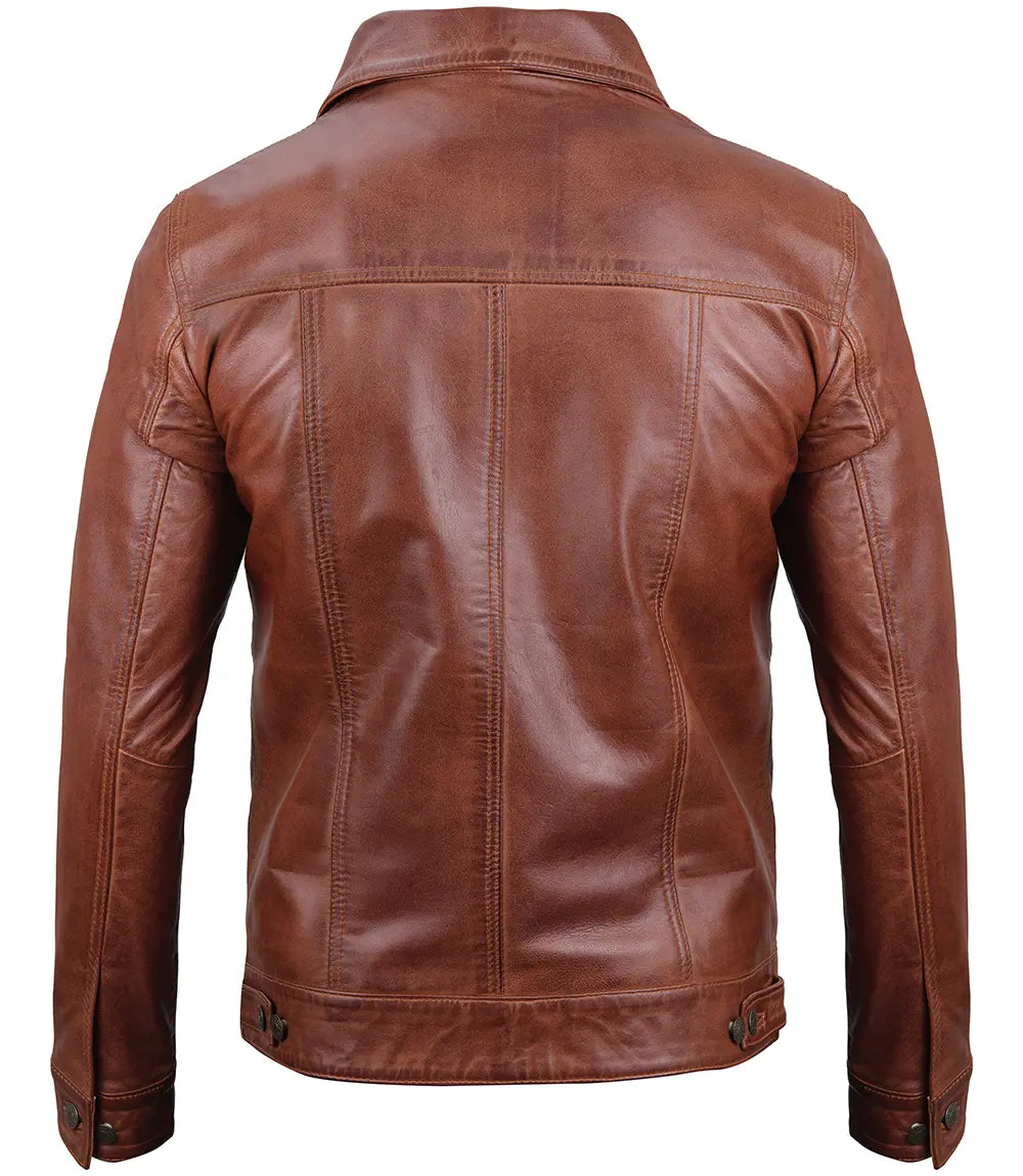 veste en cuir marron pour homme