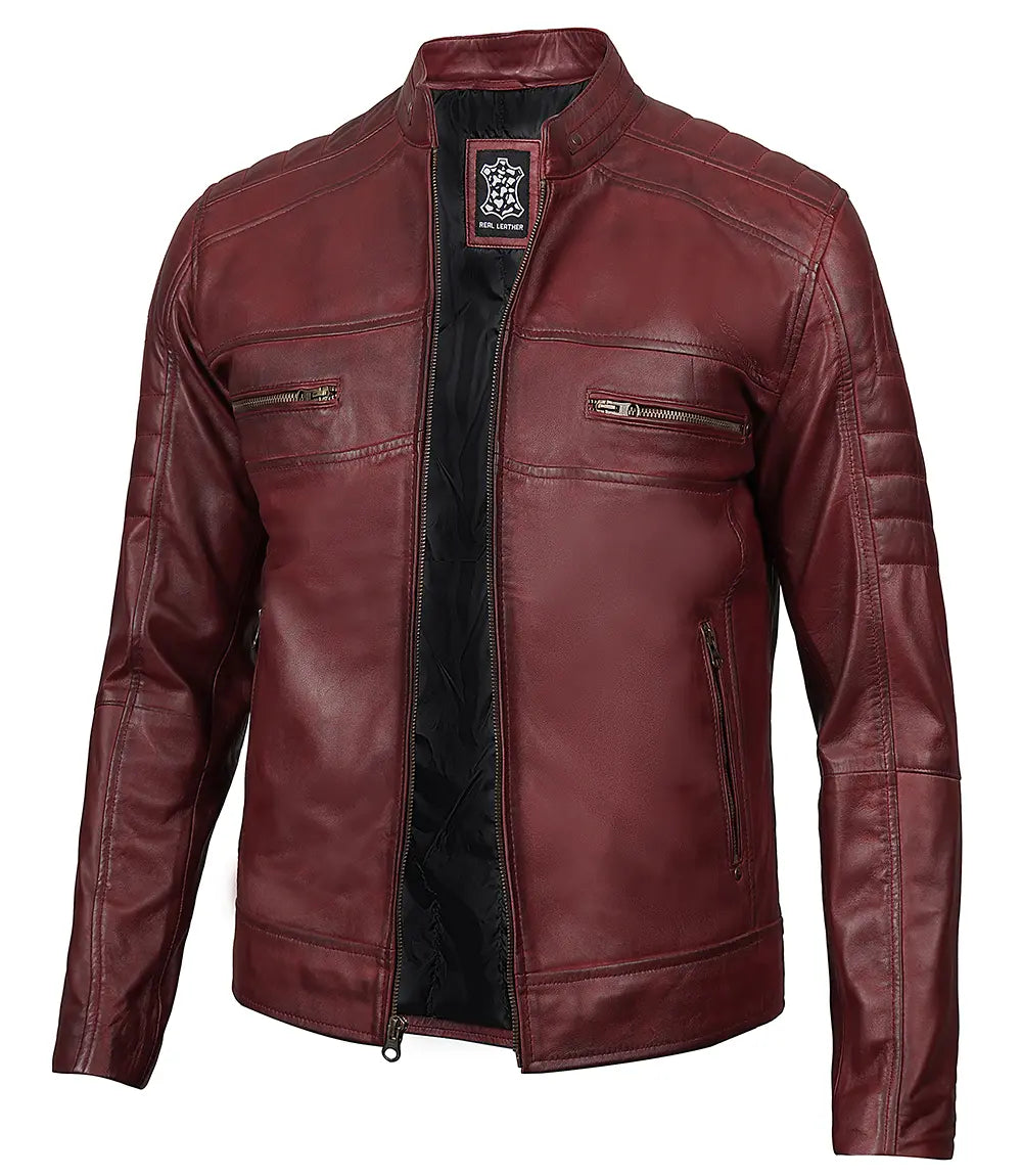 veste marron cafe racer homme
