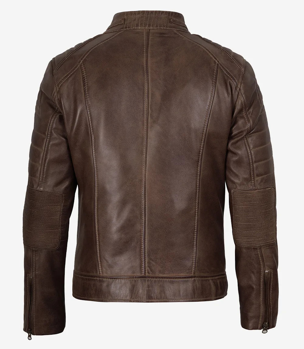 veste en cuir marron pour homme
