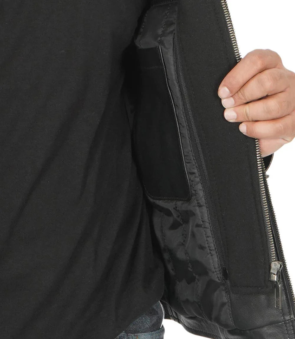 veste en cuir d'agneau véritable pour homme avec capuche