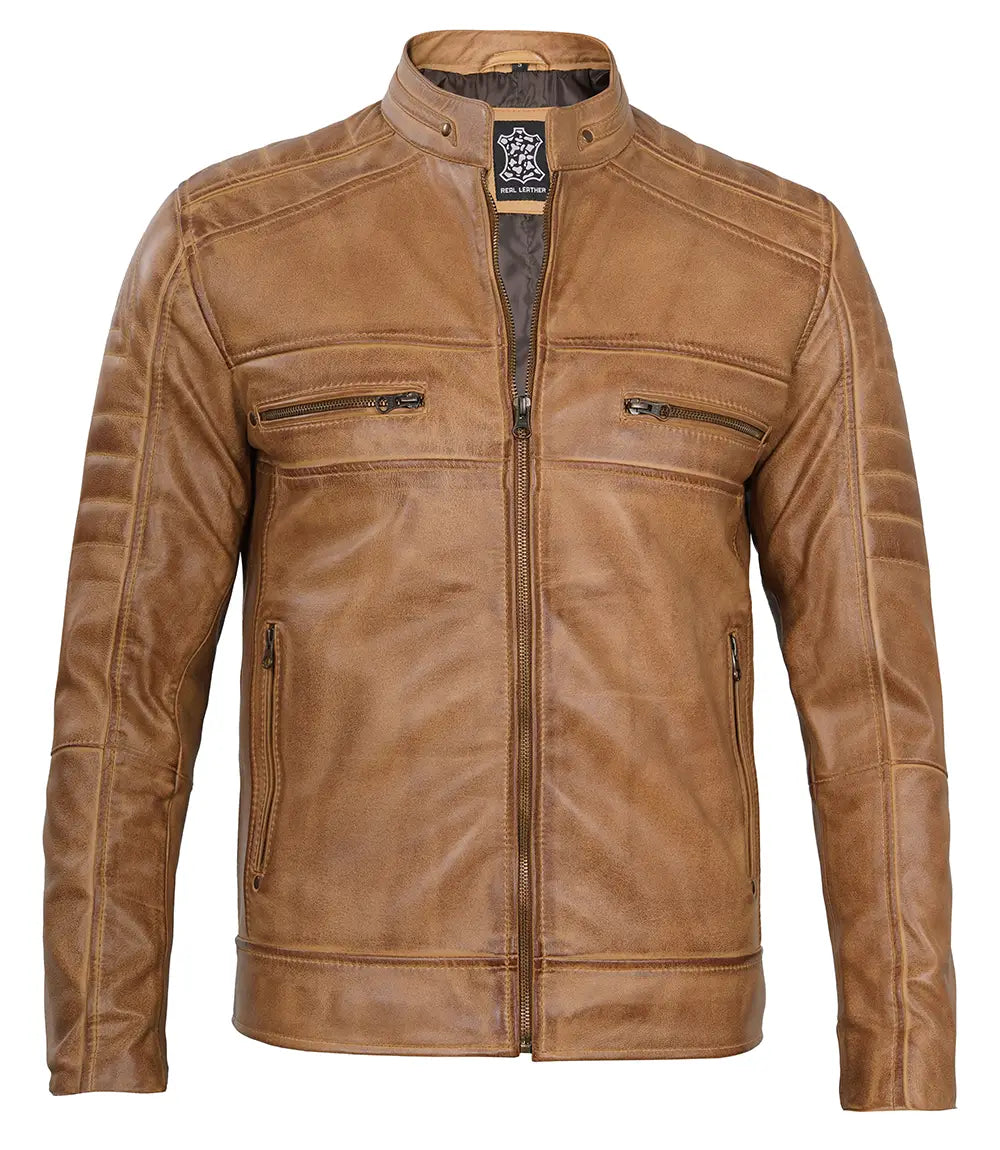 veste en cuir véritable pour homme