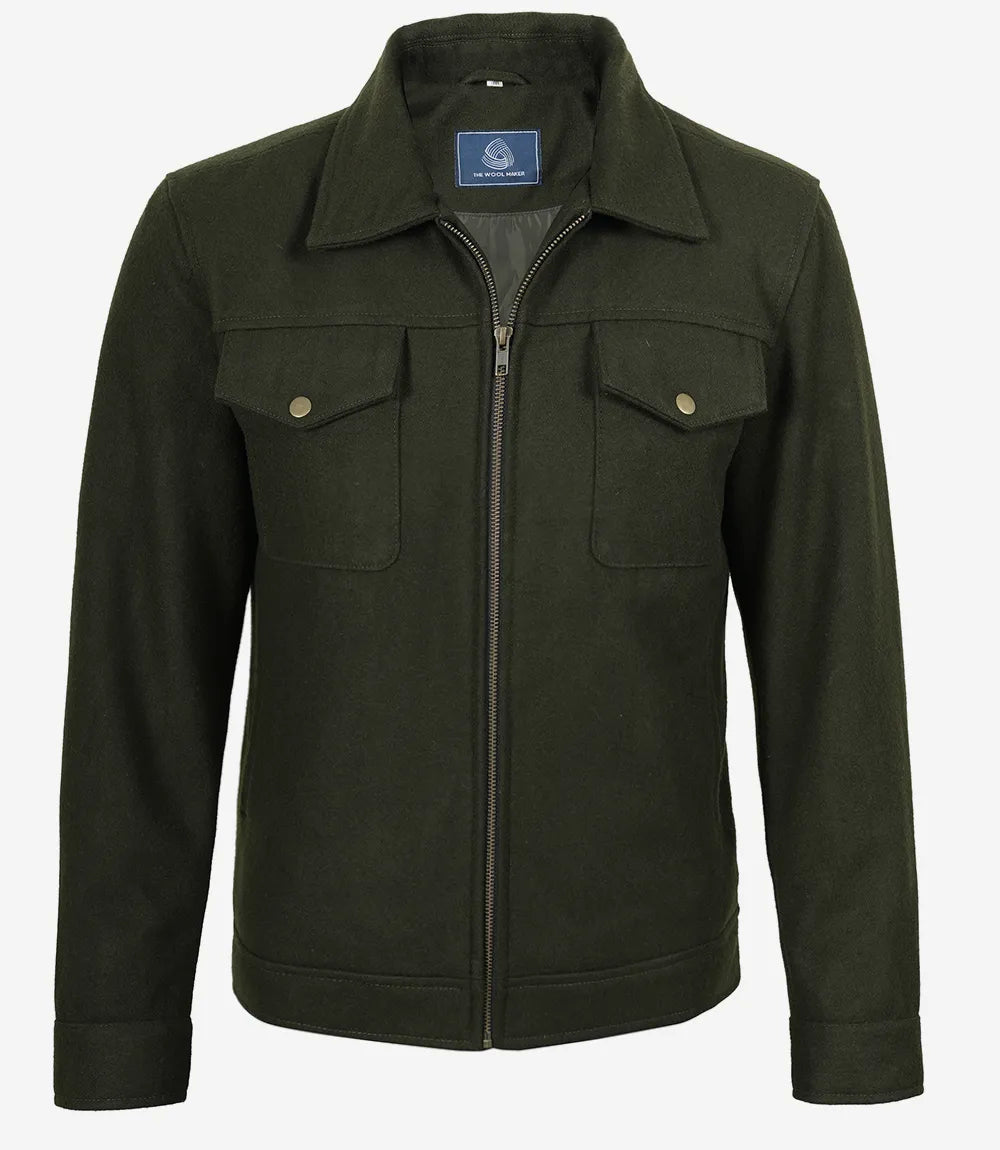 Vert Olive Veste En Laine