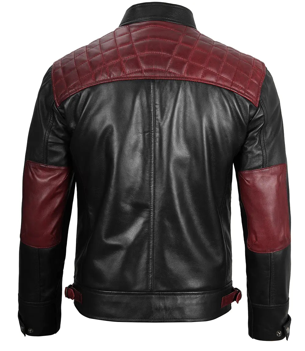 veste en cuir homme rouge et noir
